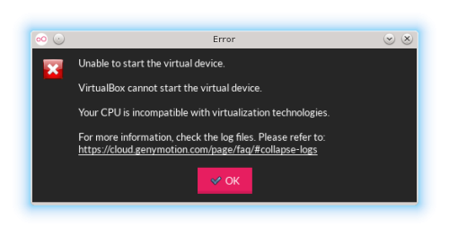 Upozornění: CPU není kompatibilní s technologií virtualizace